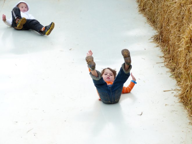Nick slides down in style